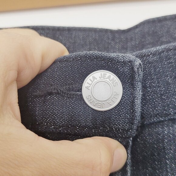 Alia Womens Black Cotton Blend Pockets High Rise Straight Leg Denim Jean Size 12 - Picture 7 of 14